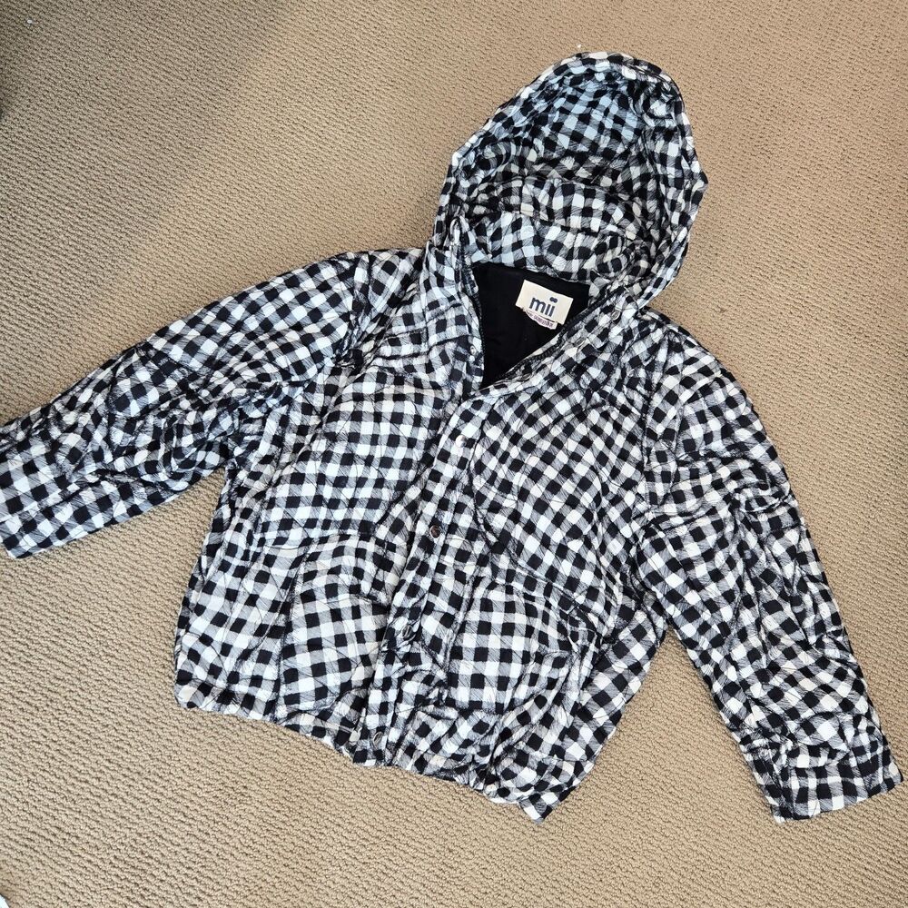 MII Collection Au Musee Oversized Quilted Jacket Sz M Check Cotton streetwear‎ - Picture 5 of 16